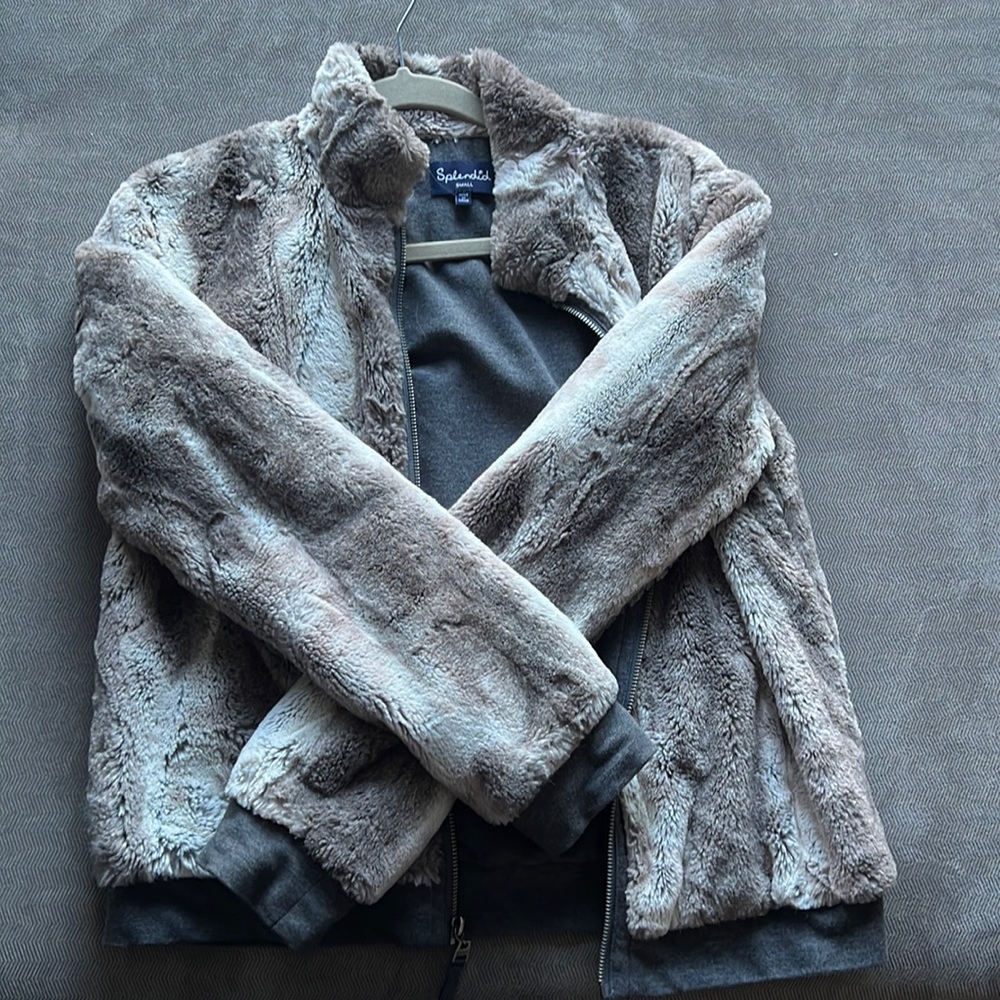Faux Fur mock neck jacket